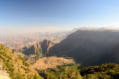 High angle view of mountain range