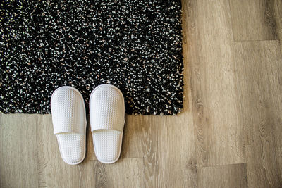 High angle view of shoes on table