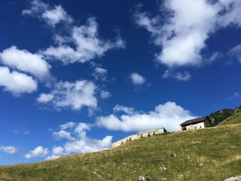 Low angle view of fort against sky