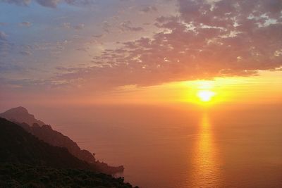 Scenic view of sunset over sea