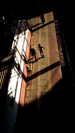 High angle view of man on building