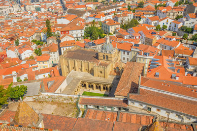 High angle view of buildings in city