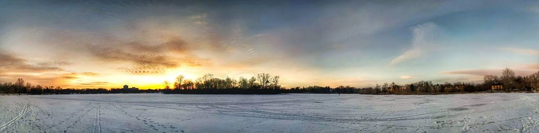 Scenic view of landscape against sky during sunset