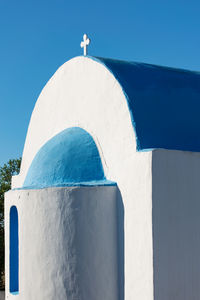 Blue white church on the island kos greece