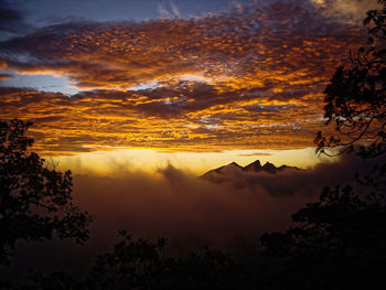 Scenic view of lake against cloudy sky