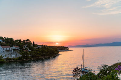 Scenic view of sea against sky during sunset