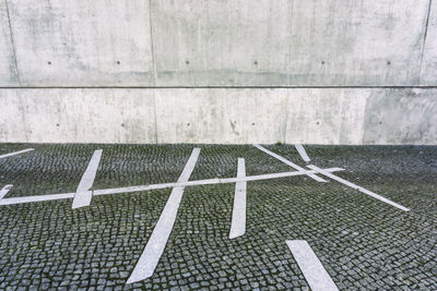 High angle view of footpath by building