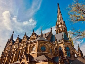 Low angle view of temple building against sky
