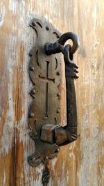 Close-up of rusty metal door