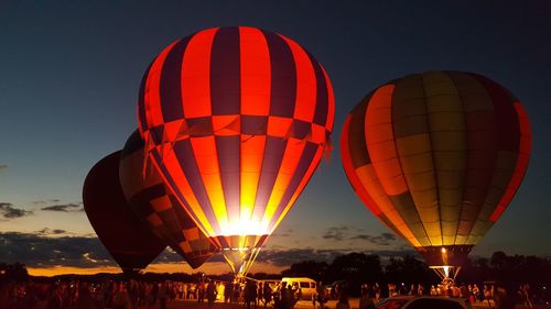 Low angle view of hot air balloons