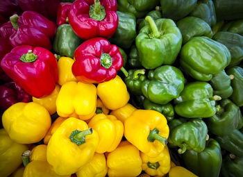 Full frame shot of bell peppers at market stall