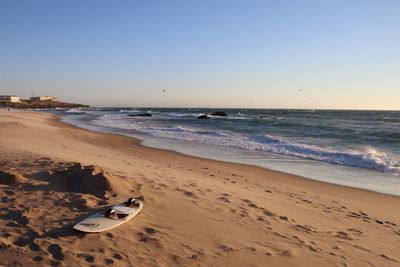 Scenic view of sea against clear sky