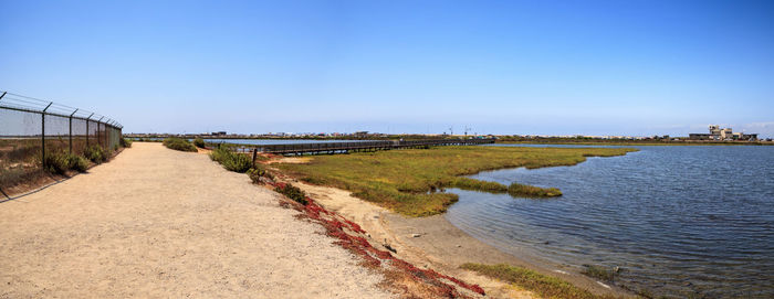 Scenic view of river against clear sky