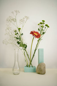 Close-up of flower vase on table