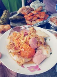 Close-up of food in plate on table