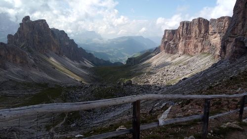 Scenic view of rocky mountains against sky