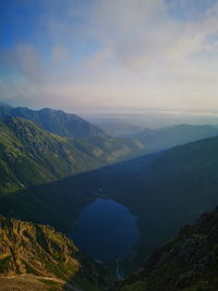 Scenic view of mountains against sky during sunset