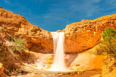 Waterfall in the mossy cave 