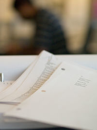 Close-up of book on table