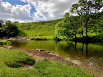 Scenic view of lake against sky