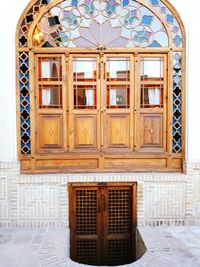 Closed door of building