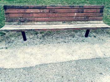 High angle view of bench in park