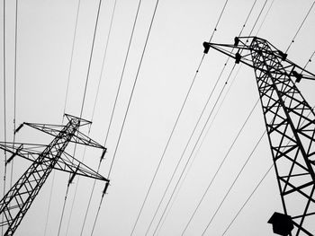 Low angle view of electricity pylon