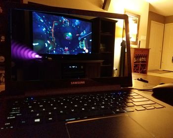 View of illuminated lights at night