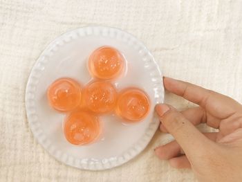 High angle view of person holding breakfast