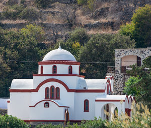 Brown white church on the volcanic island of nisyros on the aegean sea greece