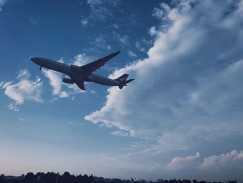 Low angle view of airplane flying in sky