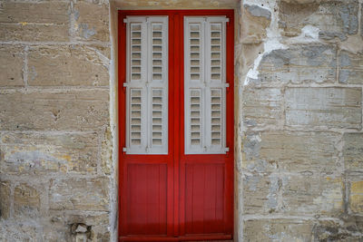 Close-up of red door