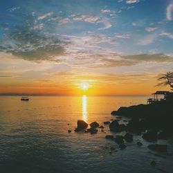 Scenic view of sea at sunset