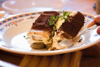 Close-up of dessert in plate on table