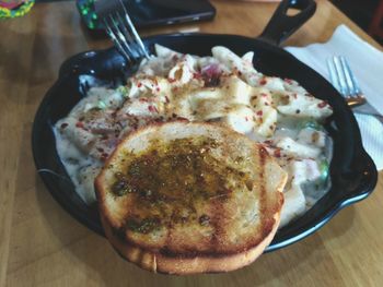 Close-up of food in plate on table