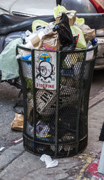 Close-up of garbage bin