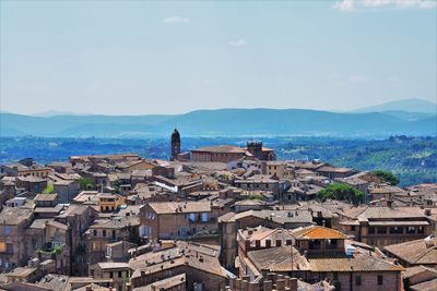 High angle view of townscape against sky