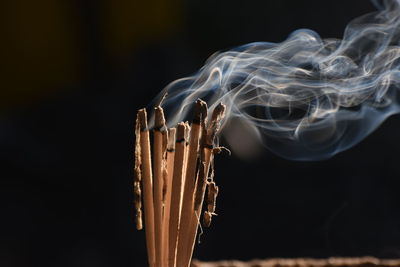 Close-up of fire against black background