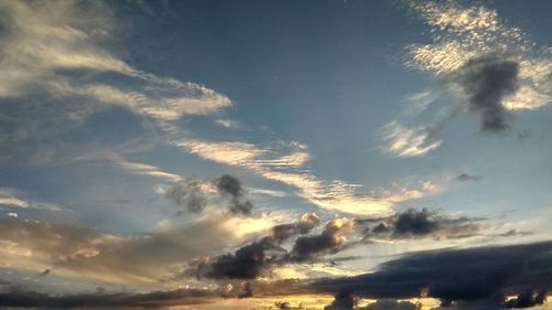 Low angle view of sky during sunset