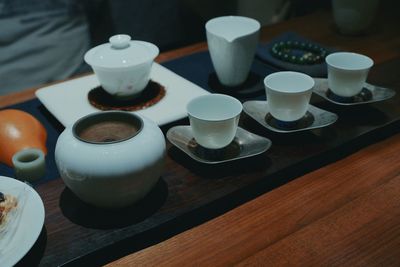 High angle view of coffee on table