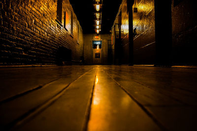 Surface level of illuminated tunnel