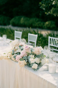 Close-up of flowers on table