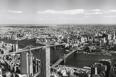 High angle view of suspension bridge