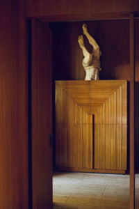 View of a statue against door