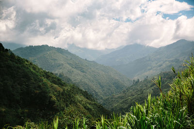 Scenic view of mountains against sky