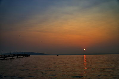 View of sea against sky during sunset