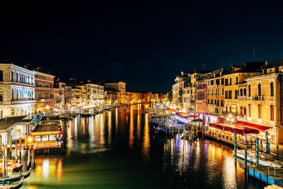 View from ponte di rialto onto canal grande at night