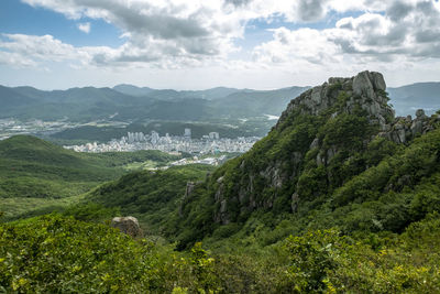 Scenic view of mountains against sky