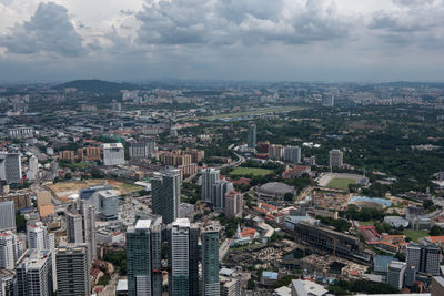 High angle view of cityscape seen from menara kuala lumpur tower