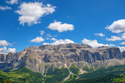 Scenic view of mountains against cloudy sky